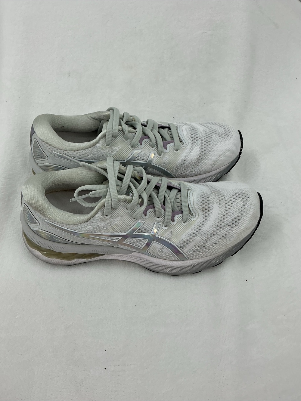 ASICS Light Gray and Lavender Mesh Running Shoes B 45 - Picture 3 of 7